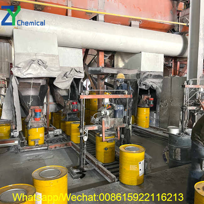 Modern automated packaging line ensuring precise filling and strict quality control of welding calcium carbide inside our production facility.