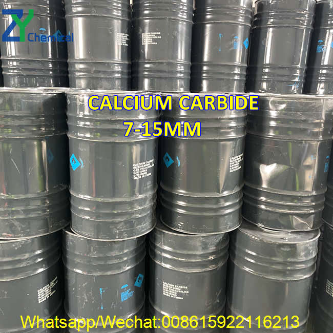 Premium 7-15mm small-sized calcium carbide drums ready for export to support the commercial fruit ripening and agriculture industry.