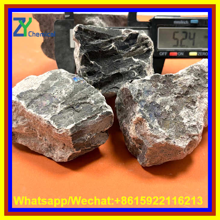 High-quality 25-50mm industrial grade calcium carbide for sale, precisely measured with a digital caliper to ensure strict size compliance for acetylene production.
