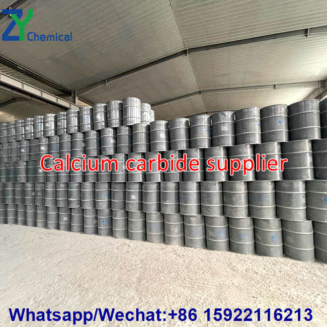 A view of a section of a professional calcium carbide supplier's facility, featuring rows of sturdy, sealed drums neatly arranged to ensure a steady supply of stock for both local and global customers.